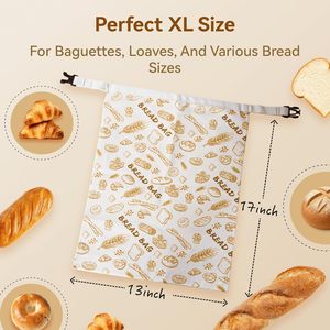 ถุงผ้าฝ้ายออร์แกนิคเคลือบขี้ผึ้งธรรมชาติ XL ใช้ซ้ำได้ สำหรับใส่ขนมปังโฮมเมด พร้อมซิปล็อคเพื่อรักษาความสด - Product Image 2