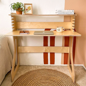 高级人体工程学可调高度坐式书桌学习桌工业风格胶合板笔记本电脑桌