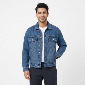 ODM Custom Vintage Windproof Jean <b>Jacket</b> <b>Men</b> Casual <b>Long</b> Sleeve Stand Collar Washed Denim <b>Jacket</b> Wholesale Low Cost - Product Image 1