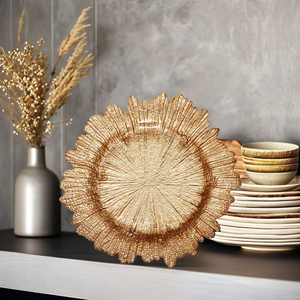 Eco-Friendly Europe Sun Pattern Glass <strong>Replacement</strong> <strong>Dishes</strong> Gold Inlay Plate Set Home Wedding Restaurant Use Low Price - Product Image 2