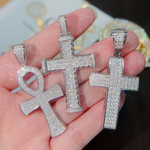 Liontin Salib Moissanite Super Murah Siap Kirim, Liontin Bertabur Batu Moissanite VVS Perak Sterling 925 - Product Image 2