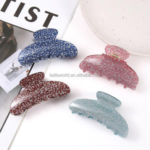 BELLEWORLD versión coreana <span class=keywords><strong>de</strong></span> moda acrílico Accesorios Para El Pelo Mujer 9,8 cm mujeres niñas pinza para el cabello leopardo Floral pinza para el cabello - Product Image 4