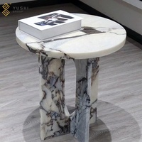 Grupo Yushi, sofá de mármol minimalista, mesa auxiliar con borde, círculo móvil, tormenta oceánica, mesa de esquina de mármol para carcasa pequeña