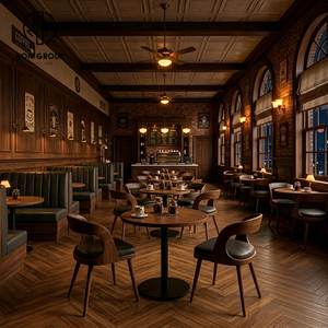 Set di Arredamento Moderno per Ristoranti Ron Group, Divanetti Imbottiti in Pelle, Tavolo Rotondo in Legno, Sedie Personalizzate, Set Commerciale - Product Image 3