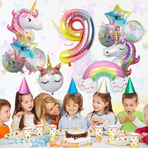 11 pièces ensemble de ballons licorne ronds en feuille avec étoile arc-en-ciel et ballon en aluminium dégradé arc-en-ciel de 40 pouces pour fille licorne - Product Image 4