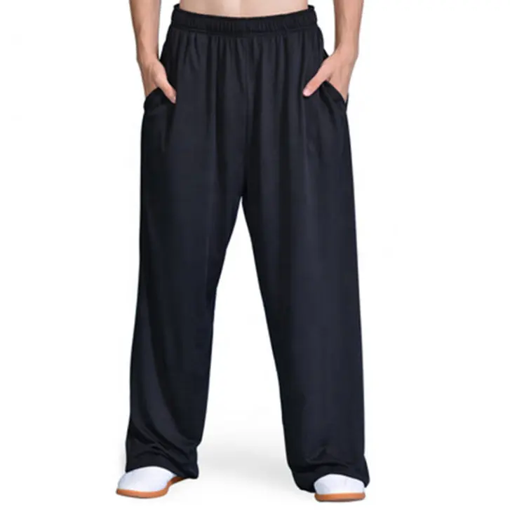 Arts martiaux noirs Tai Chi uniforme Taichi vêtements Wushu pratique pantalon chinois traditionnel glace pantalon Kung Fu uniforme