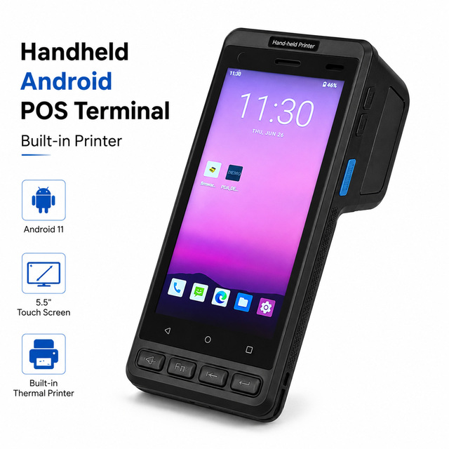 Android Handheld POS Terminal with Thermal Printer NFC Mobile PDA Smart POS Machine for Retail Restaurant Warehouse