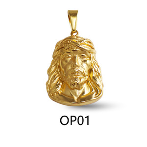 Joias Religiosas Certificadas, Colar com Pingente de Rosto de <span class=keywords><strong>Jesus</strong></span> Cristo em Ouro PVD 18k, Pingente de <span class=keywords><strong>Jesus</strong></span> em Aço Inoxidável 316L para Homens - Product Image 5