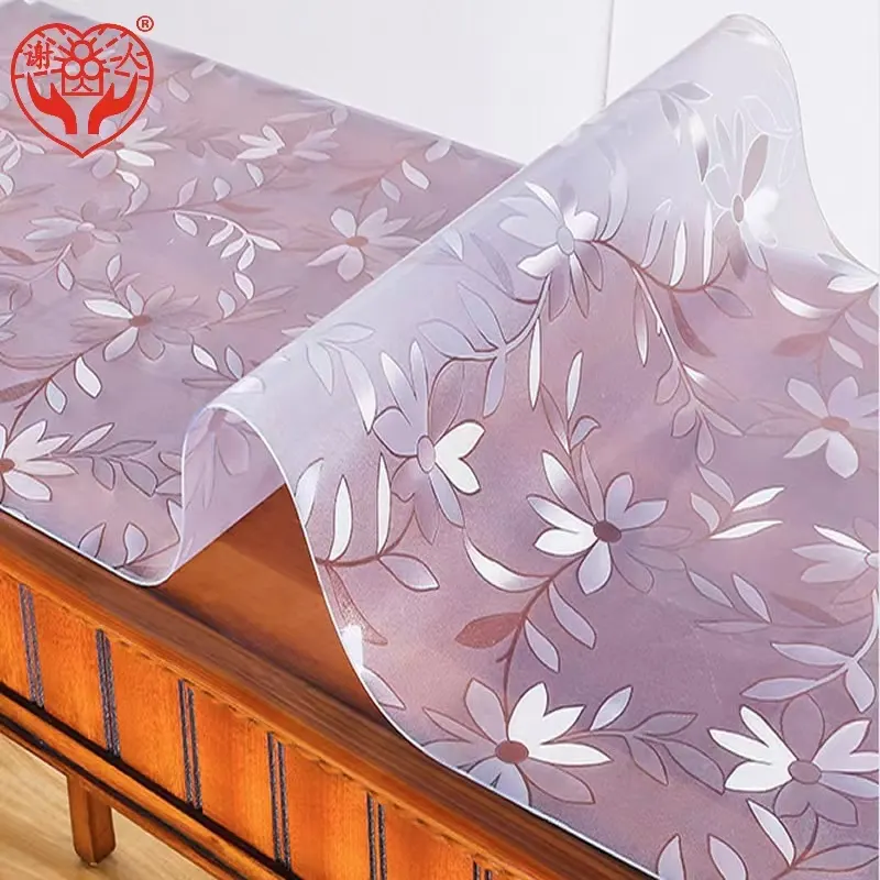 Hochtemperaturbeständiges kristallgeprägtes Kunststoff-Tischdeckchen PVC flexible Blätter transparente weiche PVC-Tischdecke