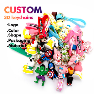 Moq 3000 Pcs Quà Tặng Công Ty Tùy Chỉnh 3D Hình Đồ Chơi Keychain Nhà Sản Xuất PVC Phim Hoạt Hình Búp Bê Móc Chìa Khóa Vòng Nhân Vật Cao Su Móc Khóa - Product Image 2