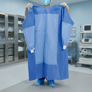 Blouse chirurgicale jetable bleue, protection renforcée, classe I, usage unique, stérile EO - Product Image 1