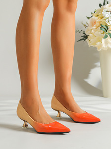 Tacchi con Stampa Coccodrillo Sfumata Haute Couture - <span class=keywords><strong>Scarpe</strong></span> di Design Arancione Beige con Punta a Spillo e <span class=keywords><strong>Tacco</strong></span> Medio - Product Image 4