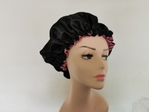 Bonnet de nuit en satin double couche réversible personnalisable avec logo, ajustable, pour femme et homme – Vente en gros - Product Image 3
