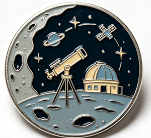 Custom Hard Enamel Metal Insignia Round Emblem Telescope Satellite Observatory Lapel <b>Pin</b> Uniform Decoration Gift - Product Image 1