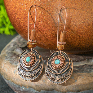 Boucles d'oreilles ethniques en alliage en forme de goutte d'eau, plaquées argent antique, bijoux de mode pour femmes - Product Image 4