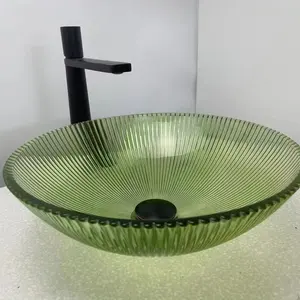 14.2" 15.6" 16.5" Artistic Glass Round Countertop Bathroom Vanity Vessel Sink