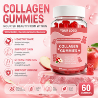 Compléments alimentaires en gommes de collagène hydrolysé pour adultes, marque privée OEM, pour cheveux, peau et ongles, avec biotine, multivitamines, éclaircissant pour la peau, végétalien
