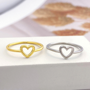 Anillo de Corazón Simple Chapado en Oro de 18K a la Moda, Resistente al Agua, para Mujer - Product Image 5