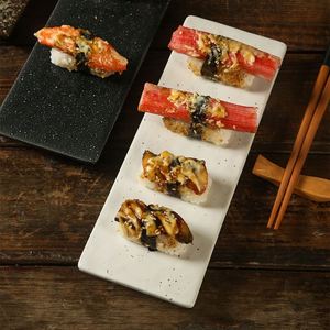 Restaurant Hotel Catering Ceramic Sushi Home Kitchen Tableware Rectangular Barbecue Flat <b>Plates</b> Retro Steak Snack <b>Plate</b> - Product Image 3