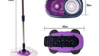 EAST-Vadrouille et seau en microfibre violette facile à nettoyer avec manche extensible et tête en coton pour le nettoyage des sols 360