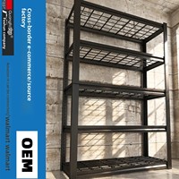 Étagère de rangement ouverte en acier noir JG-478 pour garages ; fabrication OEM disponible