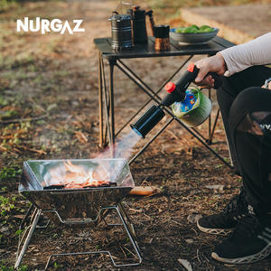 Lanzallamas de mano NURGAZ, antorcha ajustable de alta potencia para acampar, encendido de fuego, cuerpo de aluminio, negro y plateado - Product Image 4