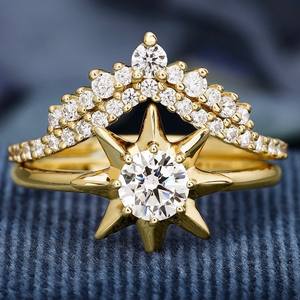 Anillo de circonia con forma de estrella para mujer, diseño de hexagrama, joyería de moda, regalo - Product Image 1