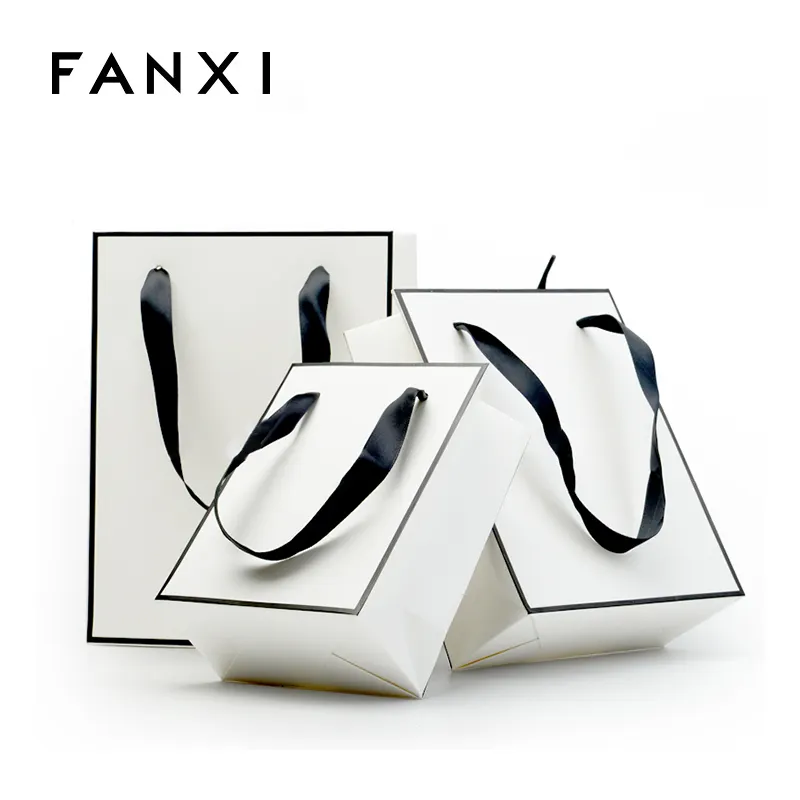 FANXI Factory NEW Custom Logo Color Printing Jewelry Gift Packaging Bags with Silk Handle Recycle Shopping Printed Paper Bag