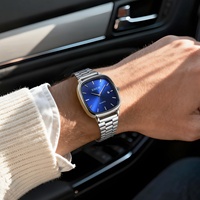 Reloj de Lujo para Hombre, de Acero Inoxidable, Moderno, Simple, Cuadrado, de Cuarzo, para Negocios y Uso Diario
