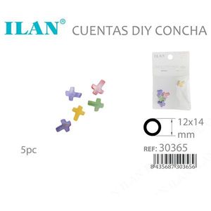 Perline a forma di croce Ilan 12x14mm multicolori per fai da te, 5 pezzi - Product Image 3