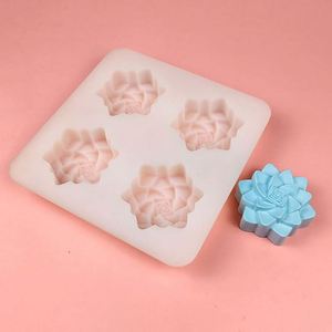 Wholesale 4 Cavity 3D Flower Silicone <b>Mold</b> for Soap Chocolate Resin <b>Candle</b> Making DIY Baking Tools - Product Image 1