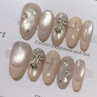 Ongles press-on faits main de haute qualité pour femmes, lot de 10 pièces avec design unique, beauté des ongles