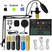 Juego de micrófono Bm800 con tarjeta de sonido V9XPro para estudio Streaming Gaming DJ Karaoke Home Audio Sound System en teléfono PC Mac