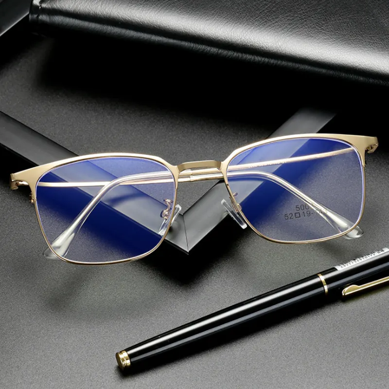 High Quality Metal Square Blue Light Blocking Glasses,Anti Blue Light Eyeglasses,blue anti-reflective photography glasses