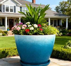 Vaso de Cerâmica Brilhante com Pintura Salpicada e Prato, 8 Polegadas, Vaso Multicolorido com Drenagem para Casa e Jardim - Product Image 6