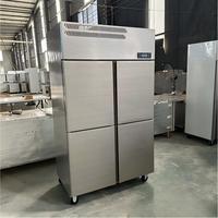 Congélateur vertical commercial isotherme en acier inoxydable à double température, quatre portes, grande capacité, armoire réfrigérée et congélateuse