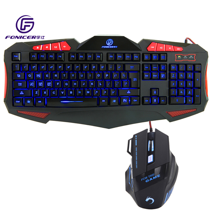 Rétro-éclairage LED usb filaire clavier de jeu et souris