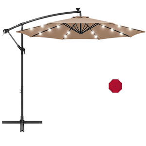 Parasol de terrasse moderne pliable et étanche de 300 cm avec panneau solaire et lumières LED intégrées, idéal pour hôtels, parcs et mobilier extérieur - Product Image 1