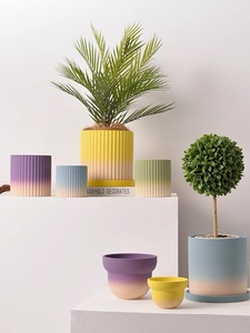 Moyen petit pot de <span class=keywords><strong>fleur</strong></span> en céramique avec finition émaillée dégradé de couleur design moderne élégant pour la plantation de pépinière de jardin à la maison - Product Image 2