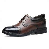 Chaussures habillées en cuir pour hommes, rehaussantes invisibles 8 cm, à lacets, respirantes, style britannique, semelle souple antidérapante, été