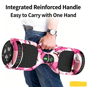 Trottinette électrique auto-équilibrante de 6,5 pouces avec moteur sans balais, lumières LED, capacité de charge de 100 kg, pour haut-parleur, camouflage rose - Product Image 2