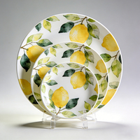 Service de vaisselle en céramique motif citron, assiettes en porcelaine, OEM ODM, vente en gros de vaisselle pour restaurants, hôtels, vente au détail, approvisionnement en vrac direct usine