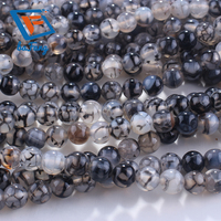 Perles d'agate veinée noire 6-10 mm rondes, pierre précieuse naturelle pour la fabrication de bijoux et l'artisanat fait main