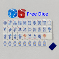 En Stock: Juego de Mahjong de Lujo de 160 Fichas Acrílicas Americanas con Grabado de Porcelana Azul y Blanca de 4 Capas, Diseño Dandy, para Viajes y Navidad.