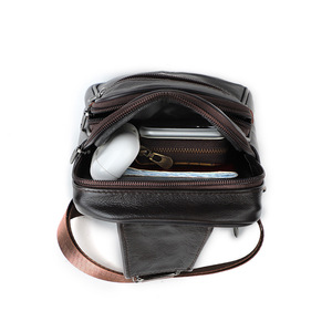 Genuine Leather Crossbody <b>Bag</b> Men's Chest <b>Bag</b> Multi Functional Solid Color Wear Resistant Shoulder <b>Bag</b> Everyday Outfits - Product Image 4