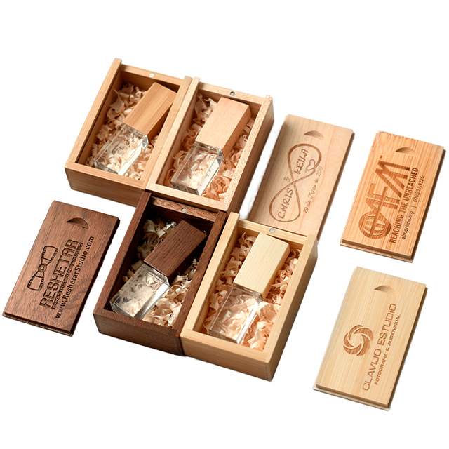 Custom 4GB Crystal Wooden USB 3.0 Flash Drive Wedding Gift New 3-Year Warranty