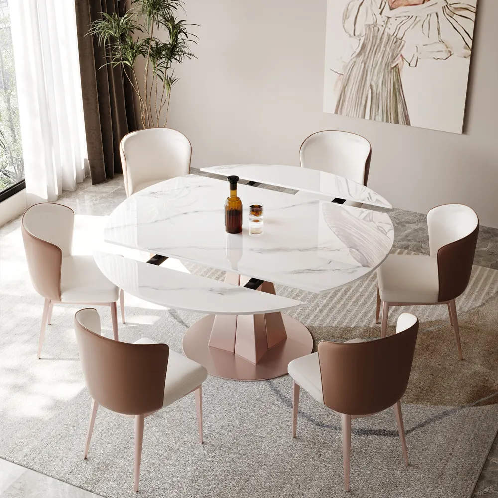 HANYEE – Table à manger en marbre noir, vente en gros, minimaliste, nordique, Table à manger en pierre frittée, pour la cuisine