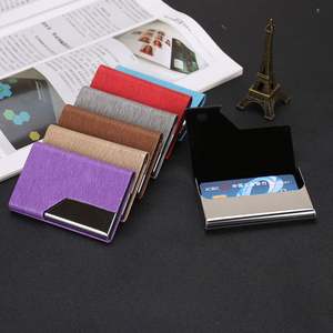 Porte-cartes de visite personnalisé en cuir et aluminium, étui à cartes avec fermeture à clip pour hommes et femmes, pour le rangement des cartes de crédit - Product Image 4