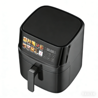 Friteuse à air chaud électrique moderne en plastique, capacité 8L, sans huile, pour la cuisson domestique, de forme carrée avec écran couleur