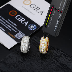 新着スパーキングジュエリーラウンドカットVvs <span class=keywords><strong>Moissanite</strong></span> 925シルバーヒップホップダイヤモンドリング婚約結婚指輪男性用 - Product Image 3